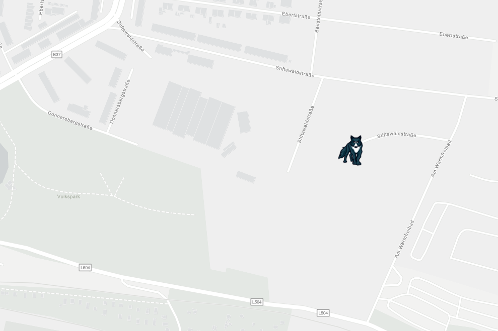 Selbst erstellte Karte mit markierten Standort der Trainingsstätte. Die Adresse lautet: Stiftswaldstraße 54, 67657 Kaiserslautern